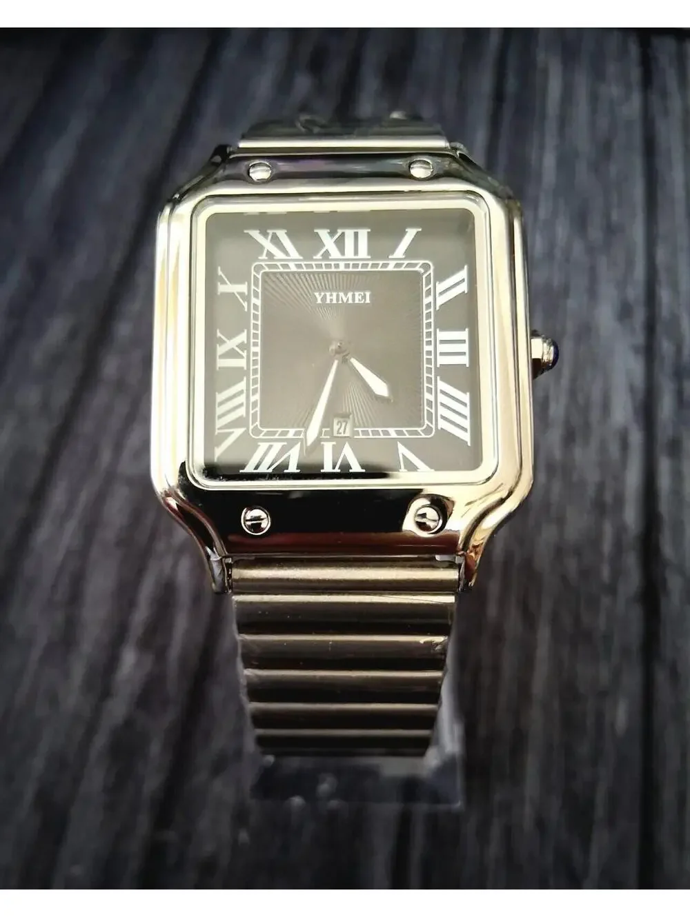 Vintage Inspired Square Milano Mens Black Roman Dial‎ Watch